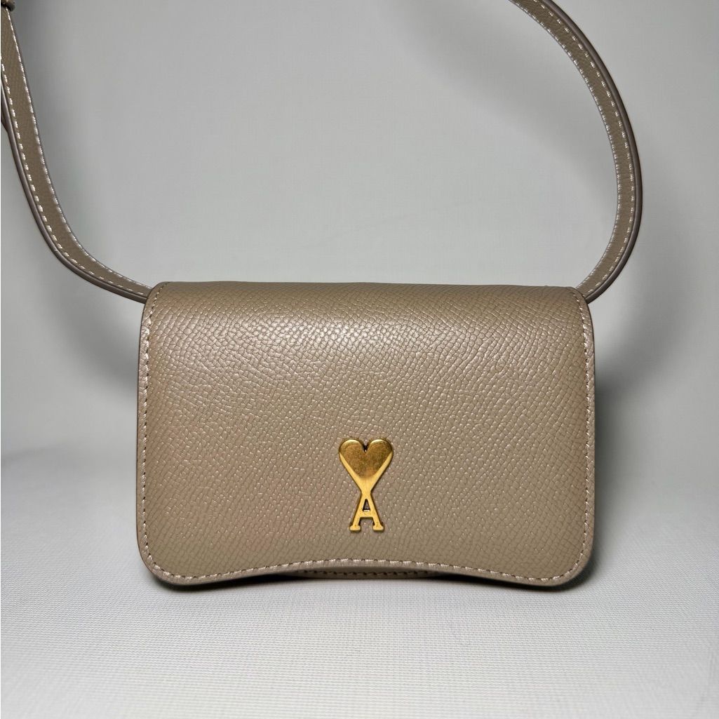Ami Paris Taupe Paris Paris Strap Card Holder